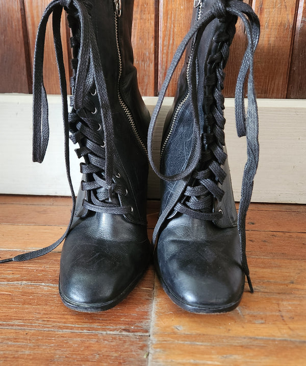 Schutz Lace-Up Heeled boots. Size 10B.