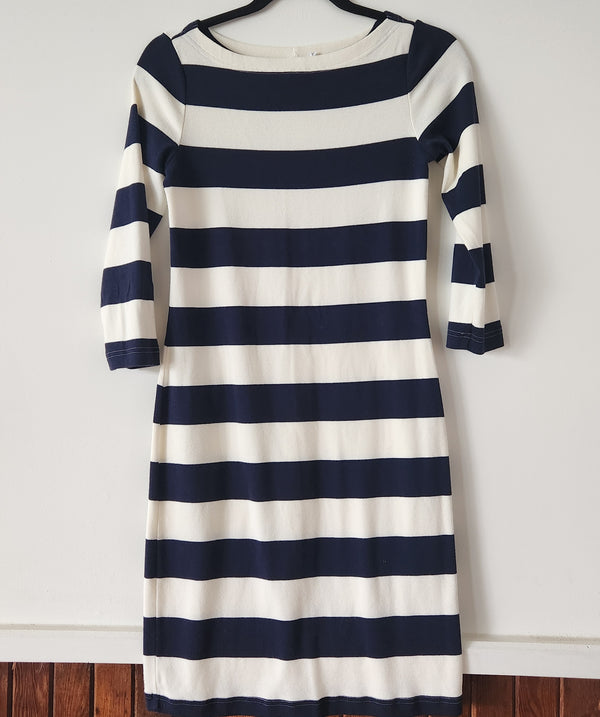 3/4 Navy Blue and White Striped GAP Dress. Size XS.