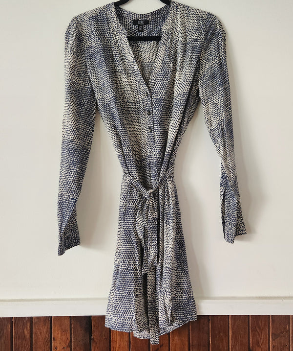 Blue and White Button-Up Shirt Dress. CHIC by JACOB. Size small.