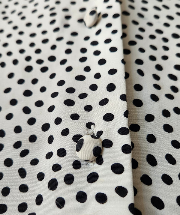 Vintage Tiny Polka Dot Button-Up Short-sleeve Blouse. Size large.