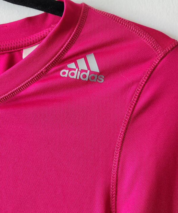 Hot Pink V-Neck Adidas Top. Size XS.