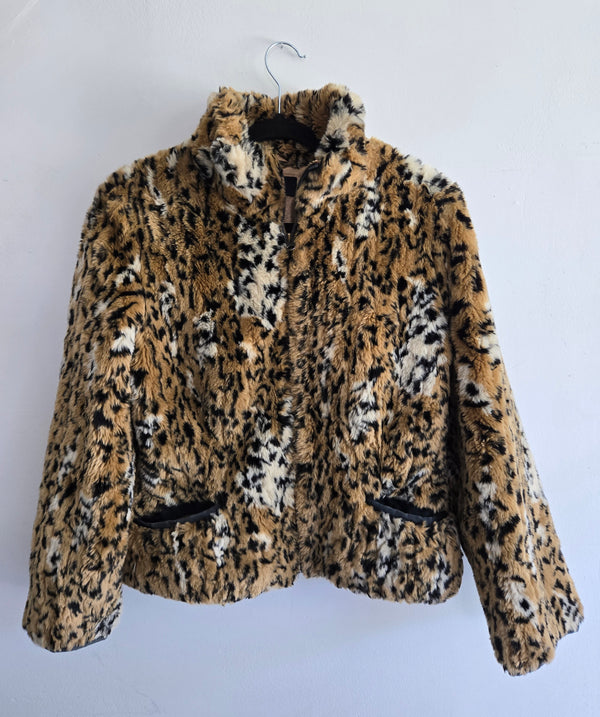 Jones New York Faux Fur Leopard Jacket. Medium.