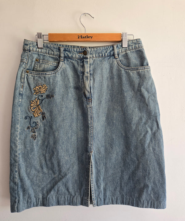 ORLY Jean Skirt with Embroidery