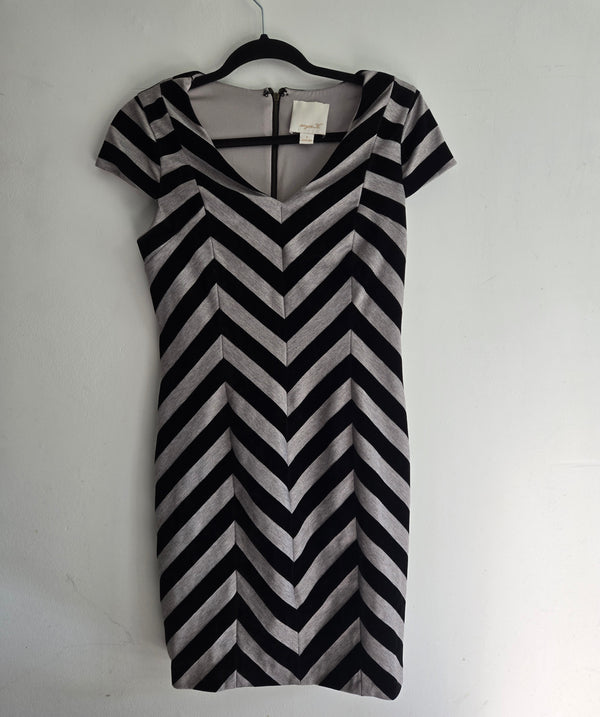 Black and Grey Aryn K. Dress with Cap Sleeves. Size Small.