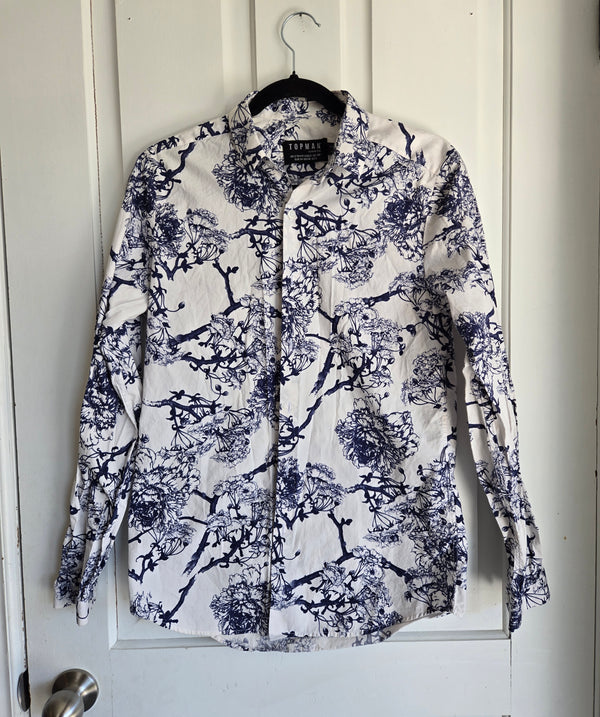 Blue and Whit TOPMAN Button-Up. Size small.